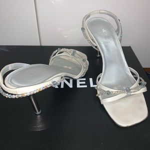 Escada Beaded Slingback Sandals